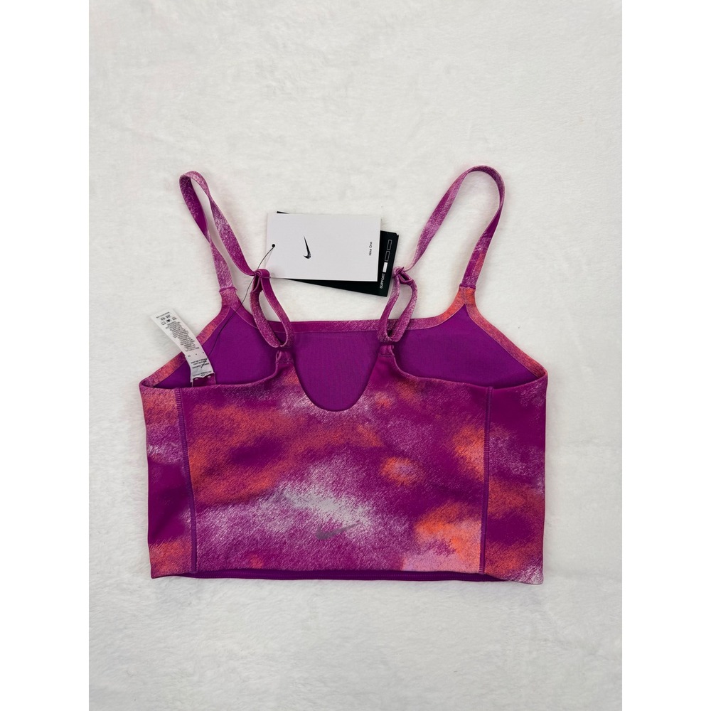 Nike One Womens Training Crop Top Purple Orange Abstract Print FZ6754-518 Small